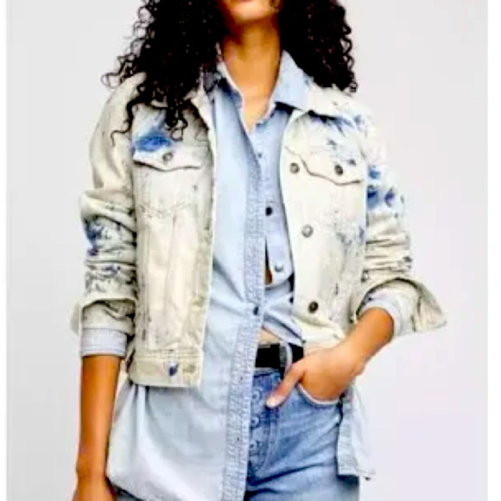 Free people Tie-Dye Denim Jacket large
